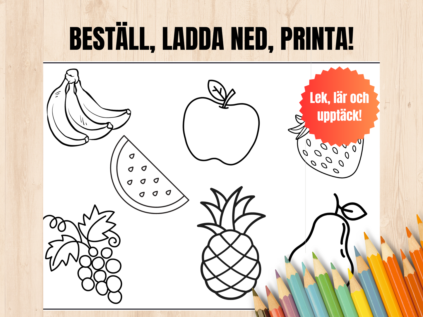 Bordstablett för Barn Frukttema - Levereras direkt till din e-mail.