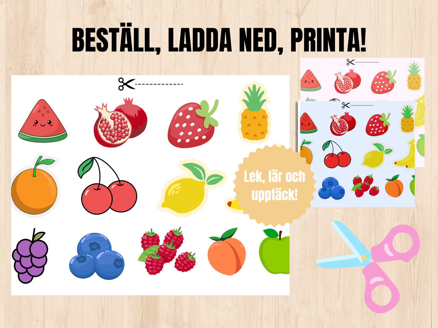Stickers Frukt - Skriv ut direkt