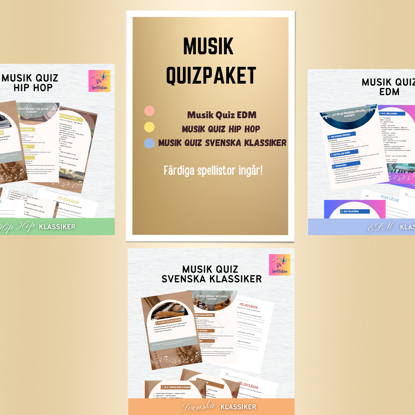 Musikquiz till nyårsfesten - 3 genrer i ett paket!
