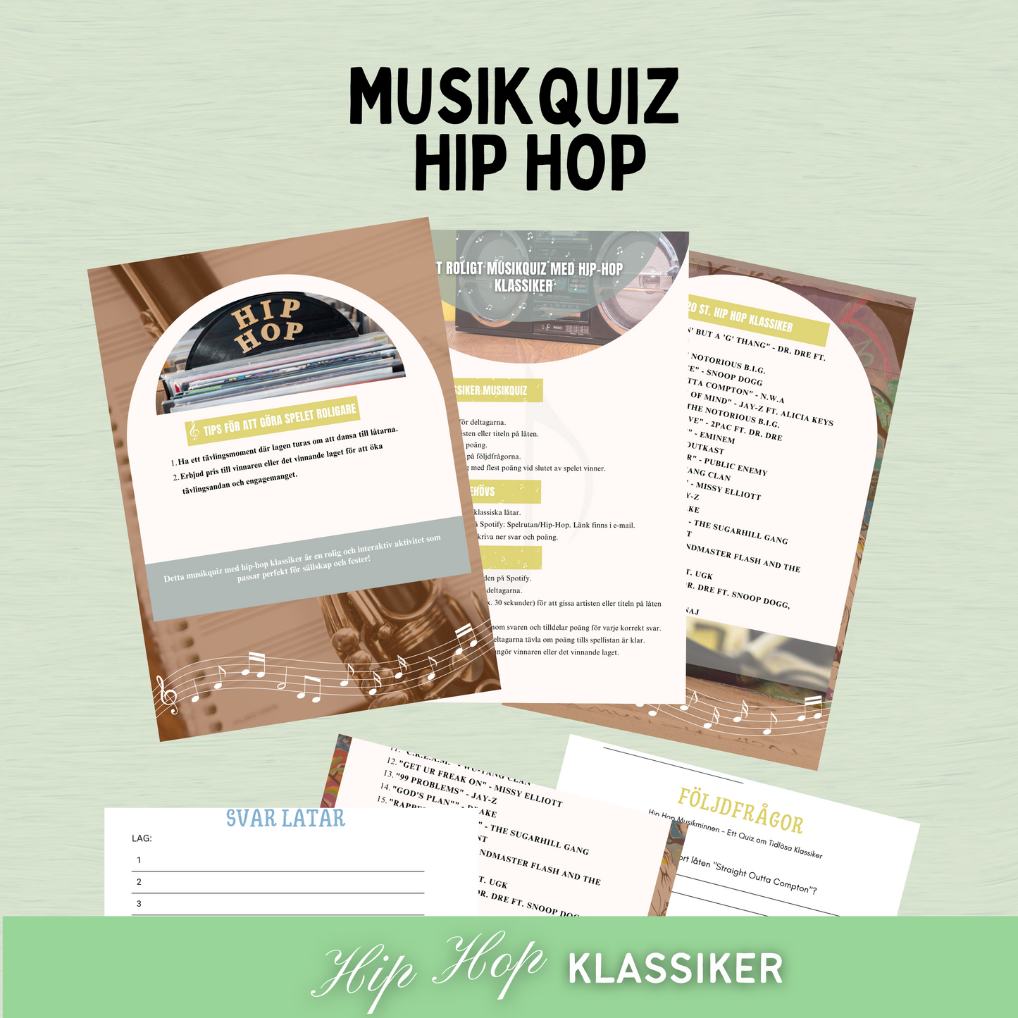 Hip-Hop Klassiker Musikquiz - 20 låtar & följdfrågor.