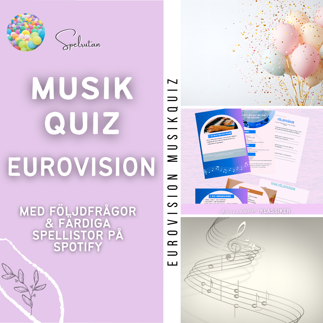 Musikquiz Eurovision - 20 låtar & följdfrågor.