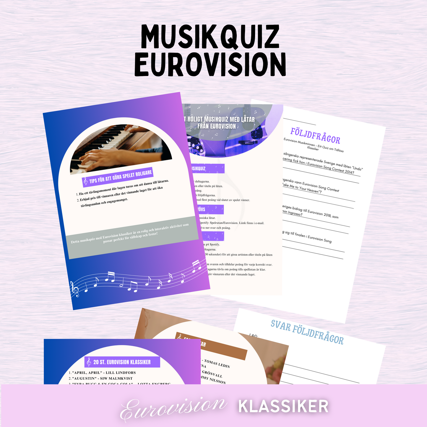 Musikquiz Eurovision - 20 låtar & följdfrågor.