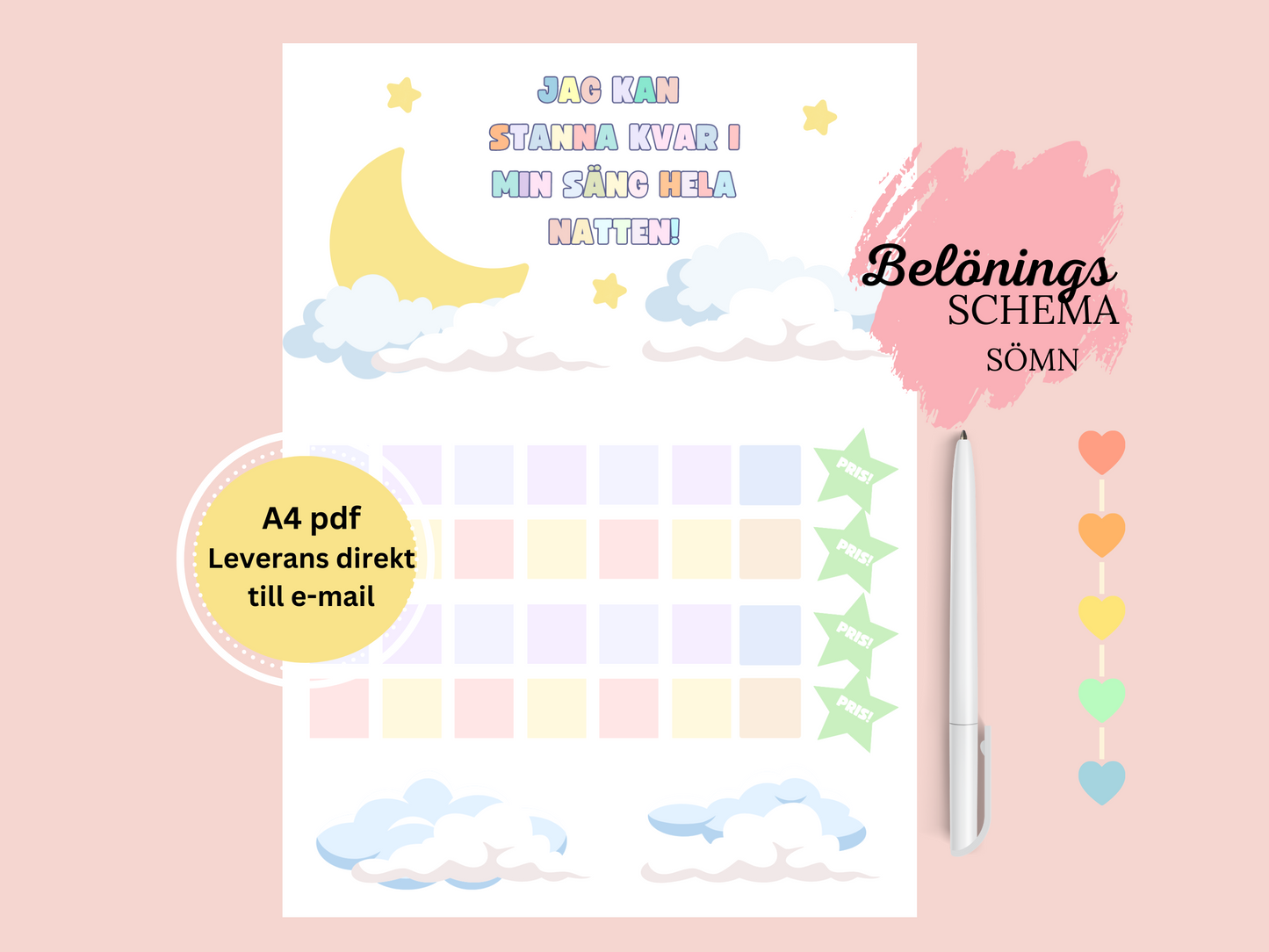 Stanna-kvar-i-sängen Belöningsschema - Levereras direkt till din e-mail.