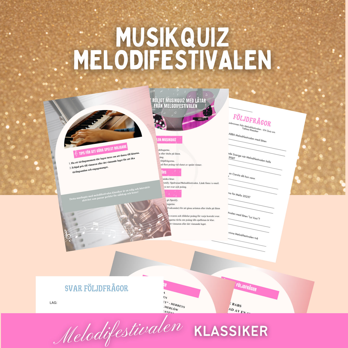 Musikquiz Melodifestivalen - 20 låtar & följdfrågor