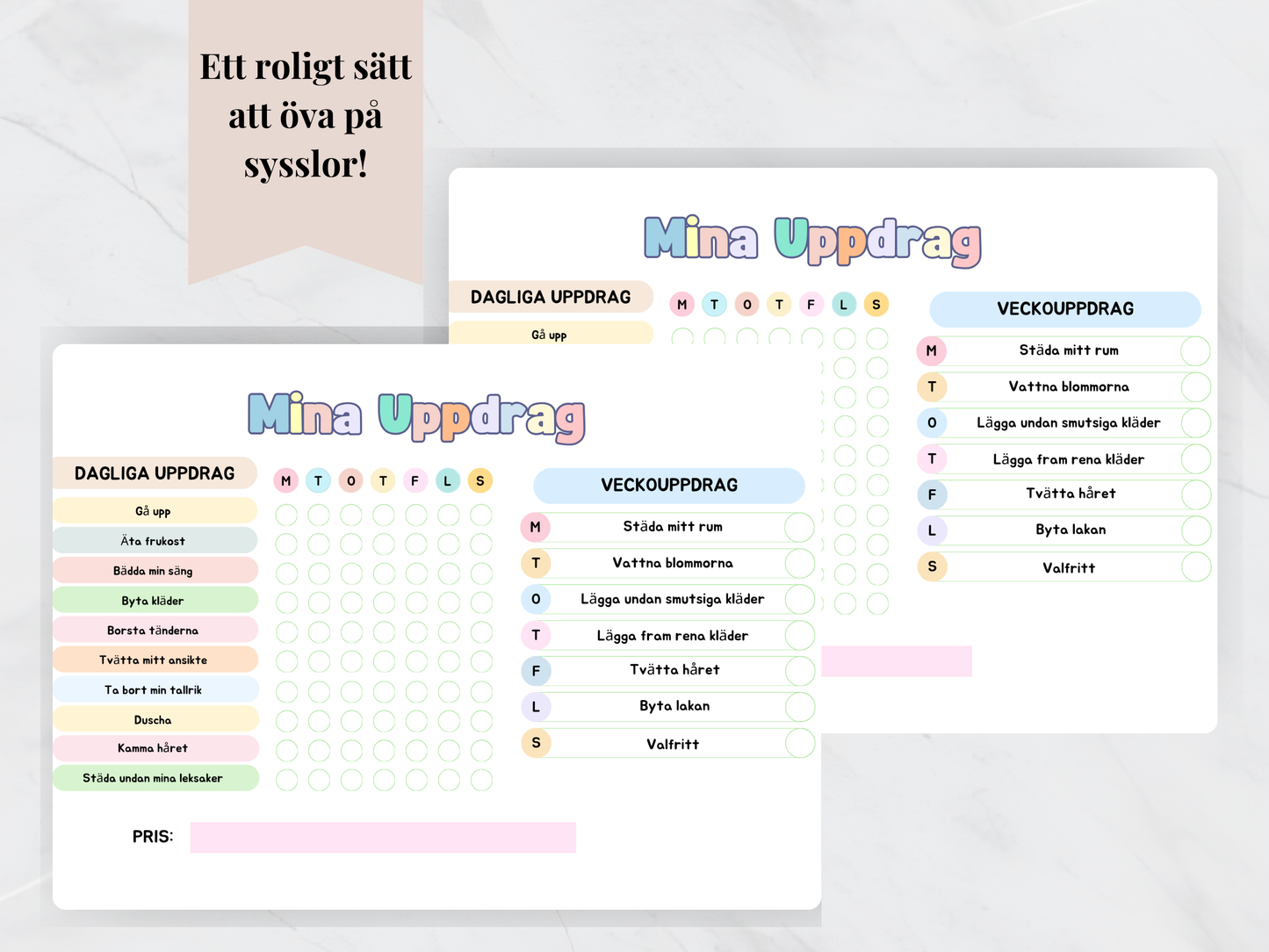 Barnens Uppdragsschema - Påminn och lär barnen sina sysslor på ett roligt sätt!