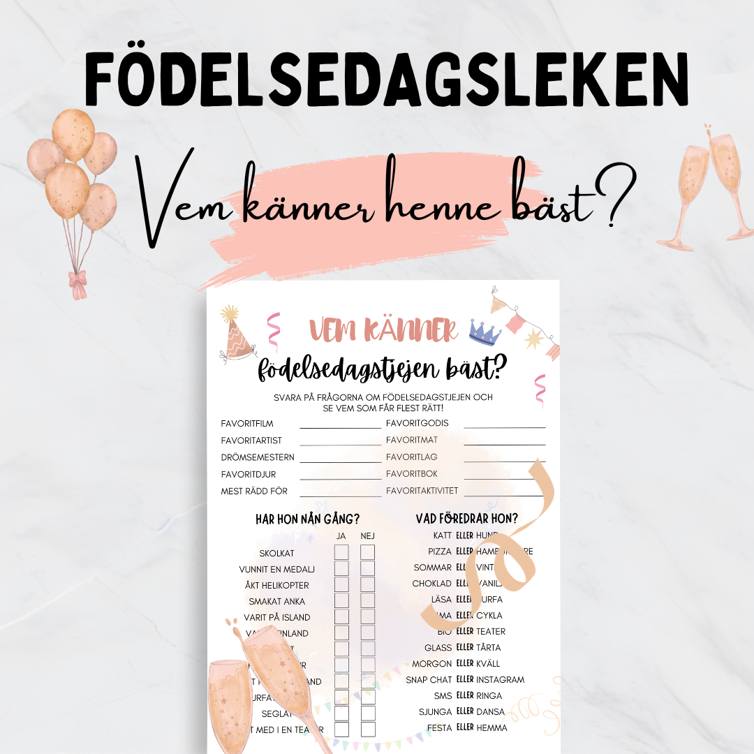 Födelsedagsleken - Vem känner henne bäst?