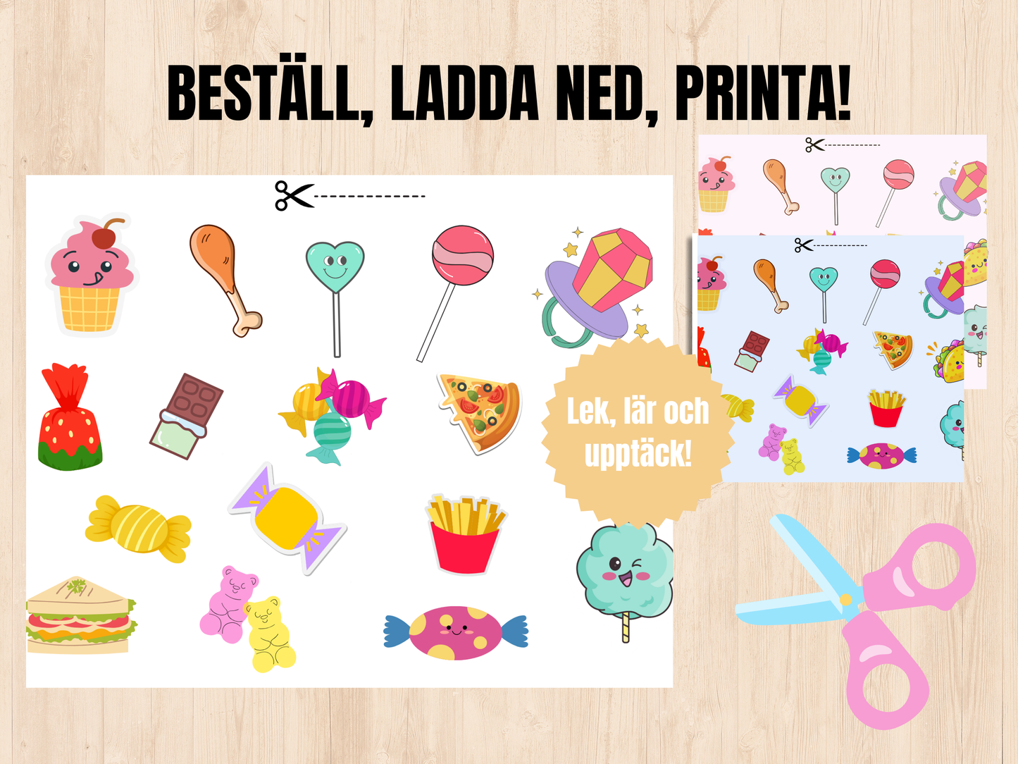 Stickers Godis & Mat - Skriv ut direkt