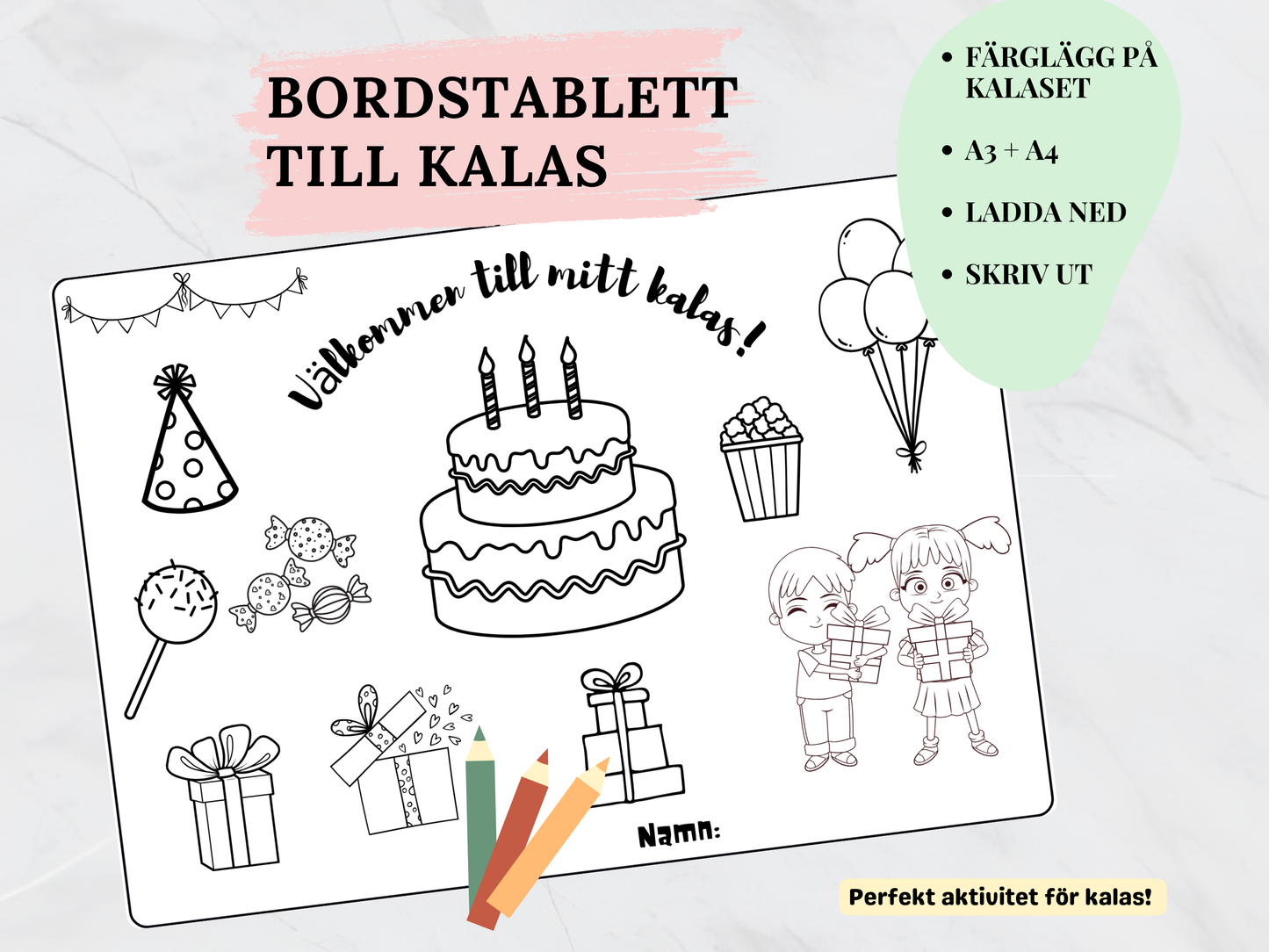Bordstablett Kalas -  Levereras direkt till din e-mail.