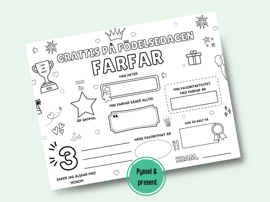 Pysselpresent till Farfars Födelsedag