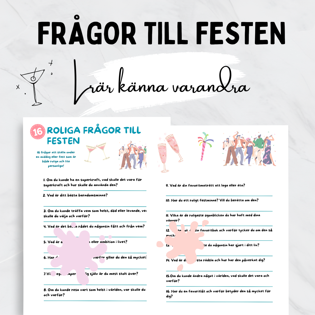 Frågefest - 16 Roliga frågor till festen eller middagen