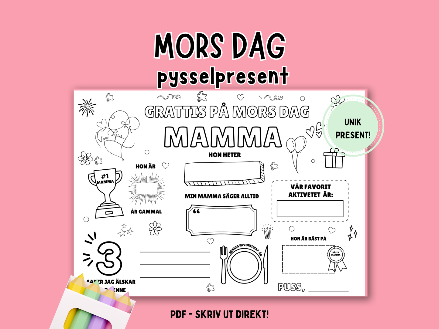 Om Min Mamma - Pysselpresent Mors Dag