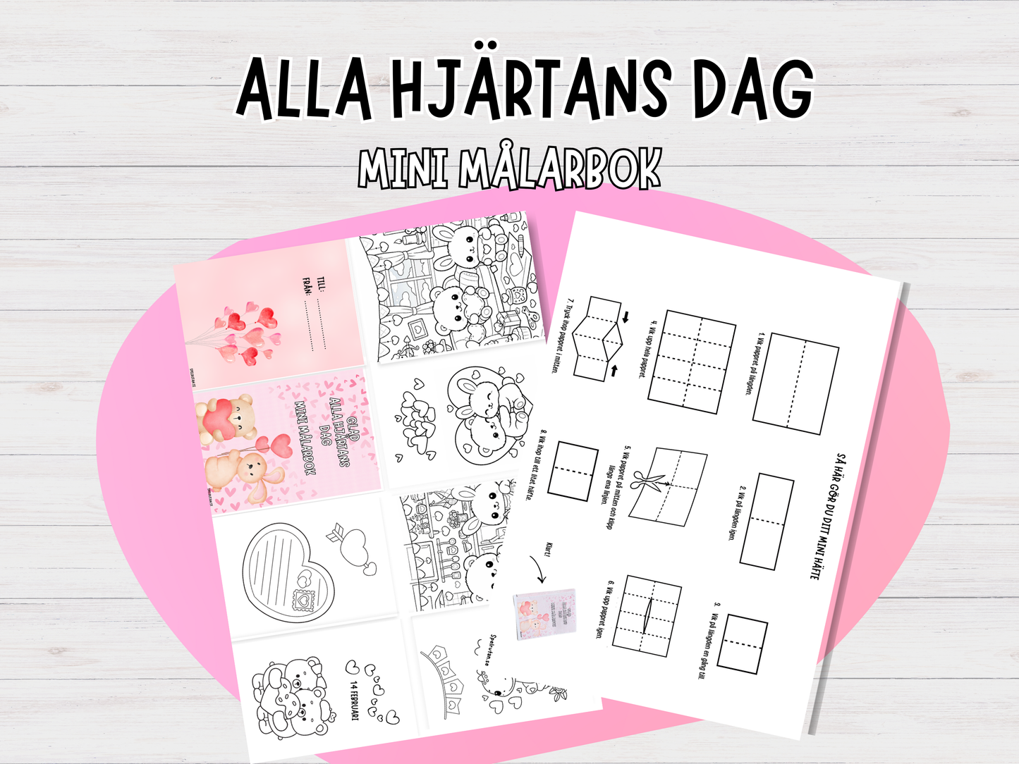 Mini målarbok - Alla hjärtans dag