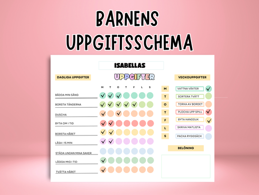 Uppgiftsschema för barn - Dagliga och veckovisa uppgifter