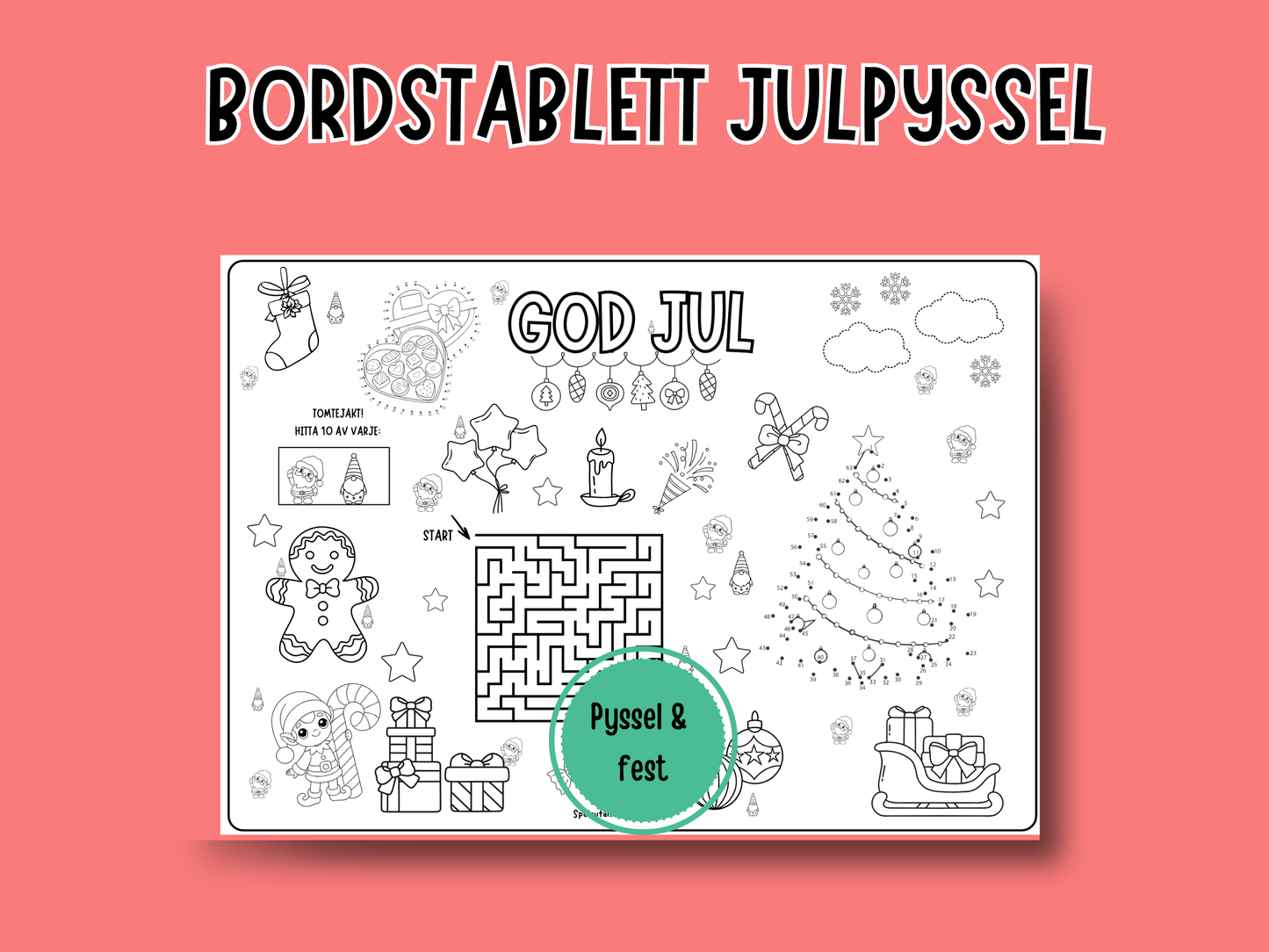 Bordstablett julpyssel