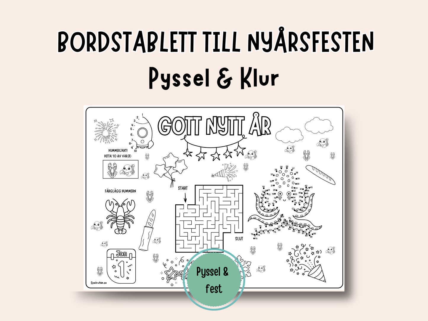 Bordstablett nyårspyssel