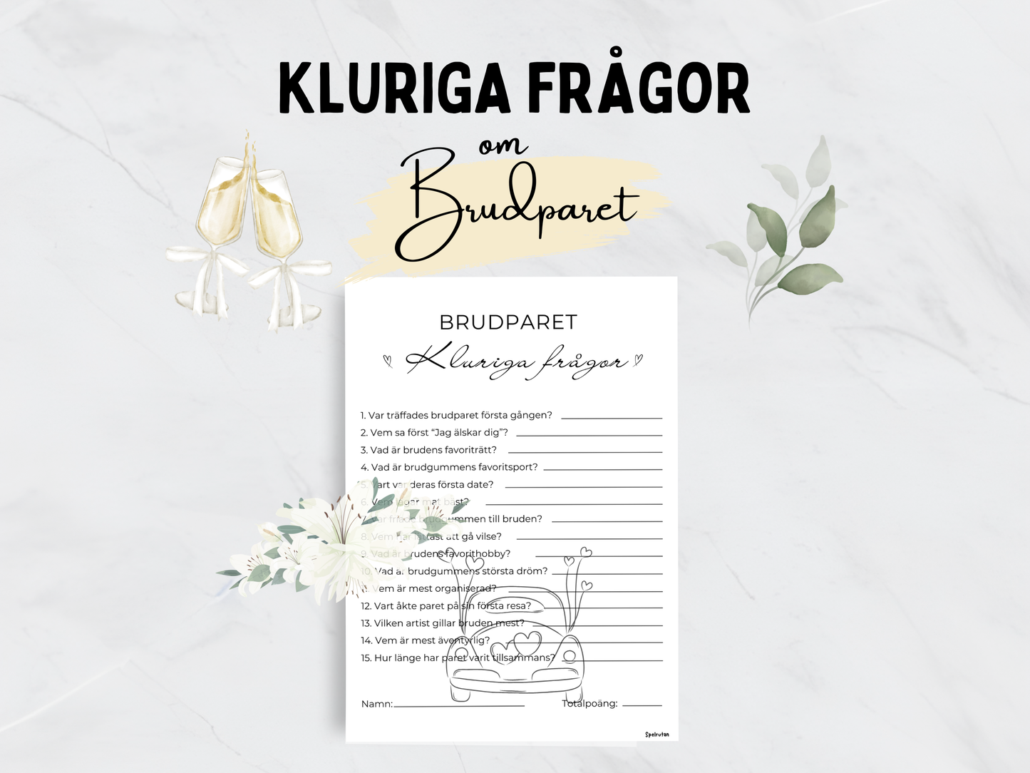 Kluriga frågor om brudparet