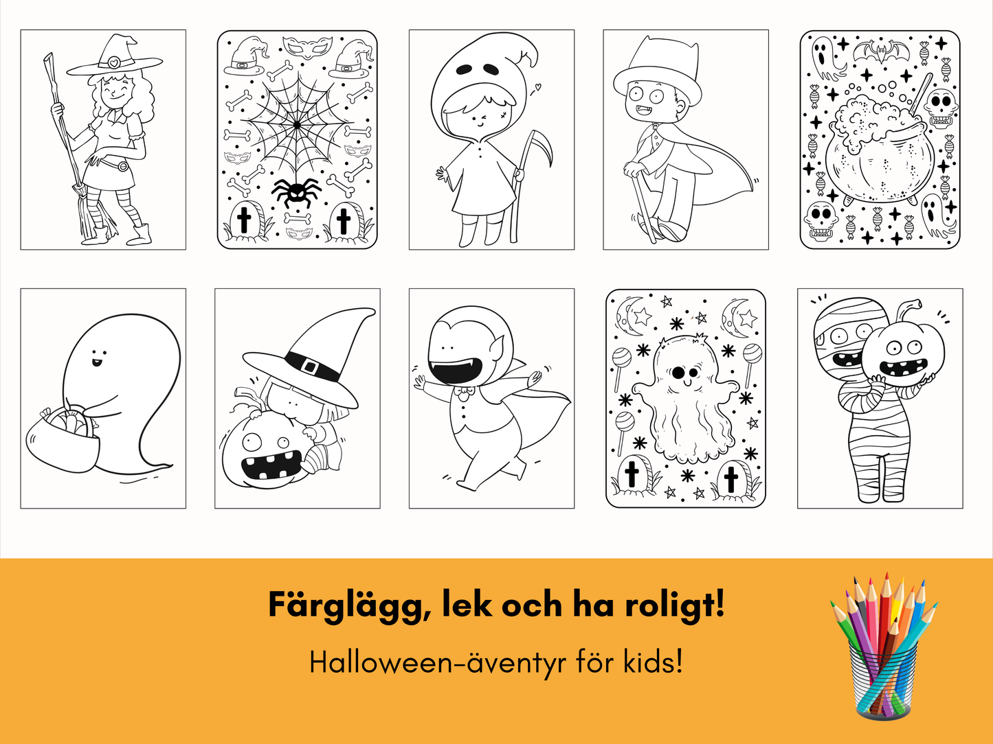 Målarbok Halloween 50 Sidor