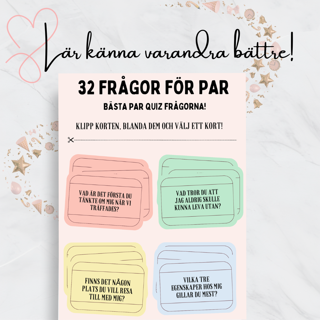 Quiz-spel för par - 32 frågor