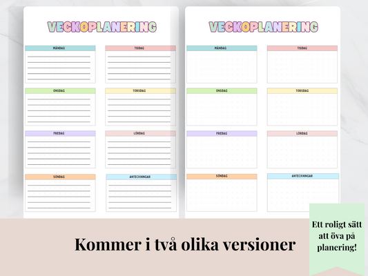 Veckoplanering - Kommer i två olika versioner!
