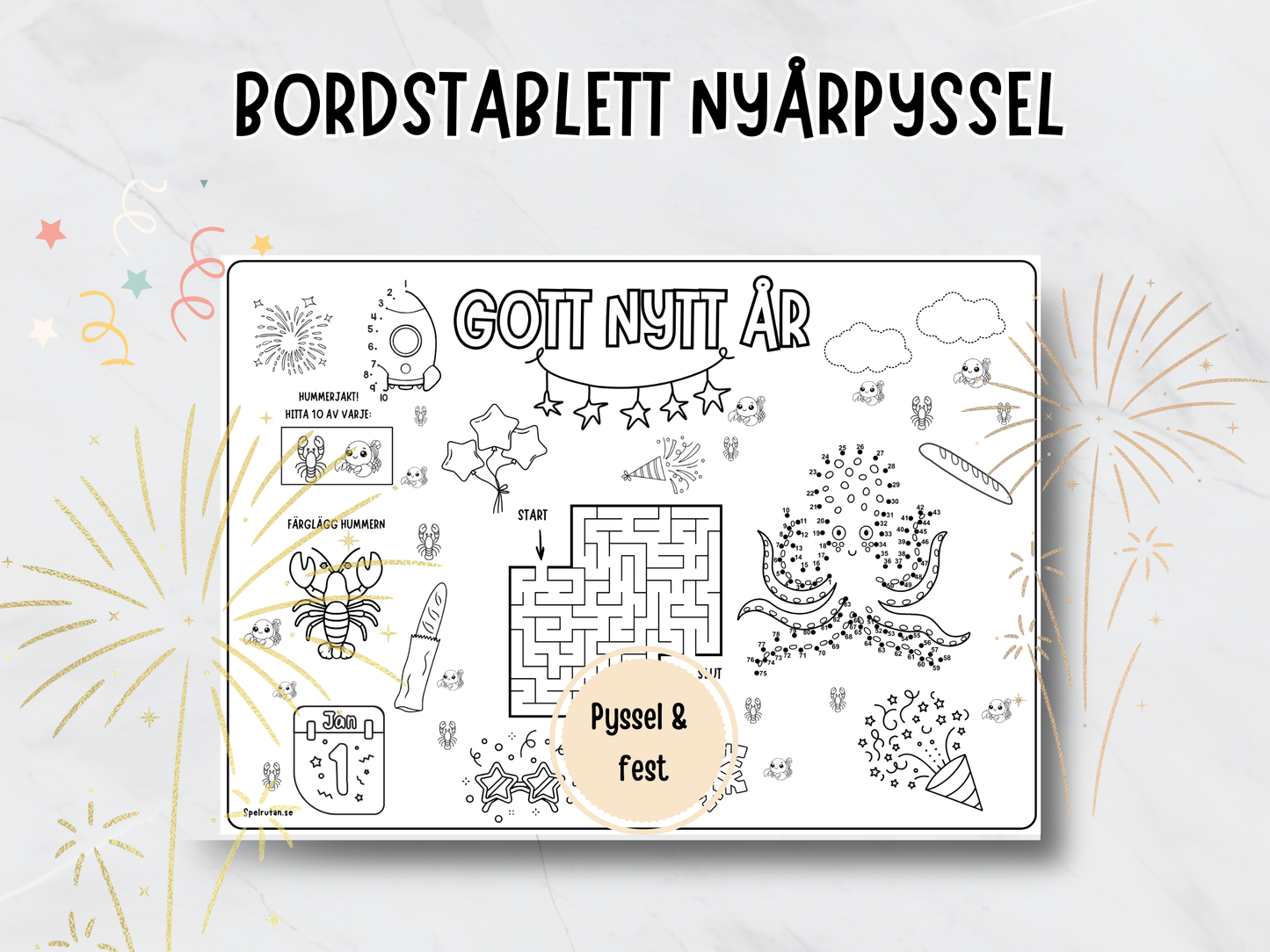 Bordstablett nyårspyssel