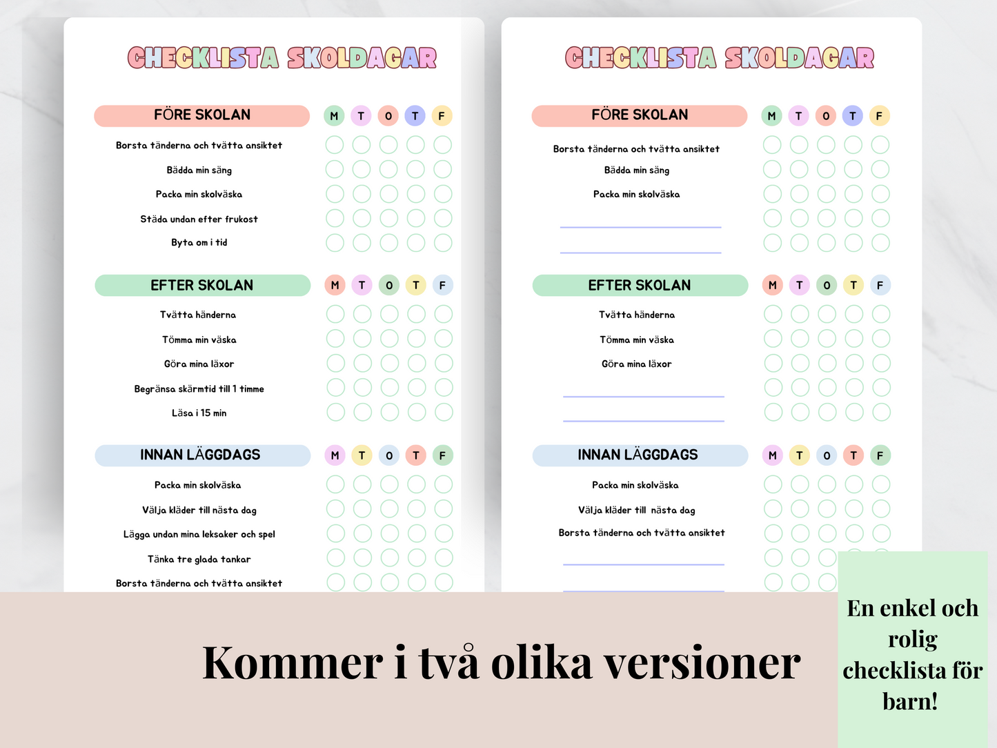 Checklista Skoldagar