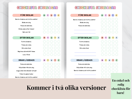 Checklista Skoldagar
