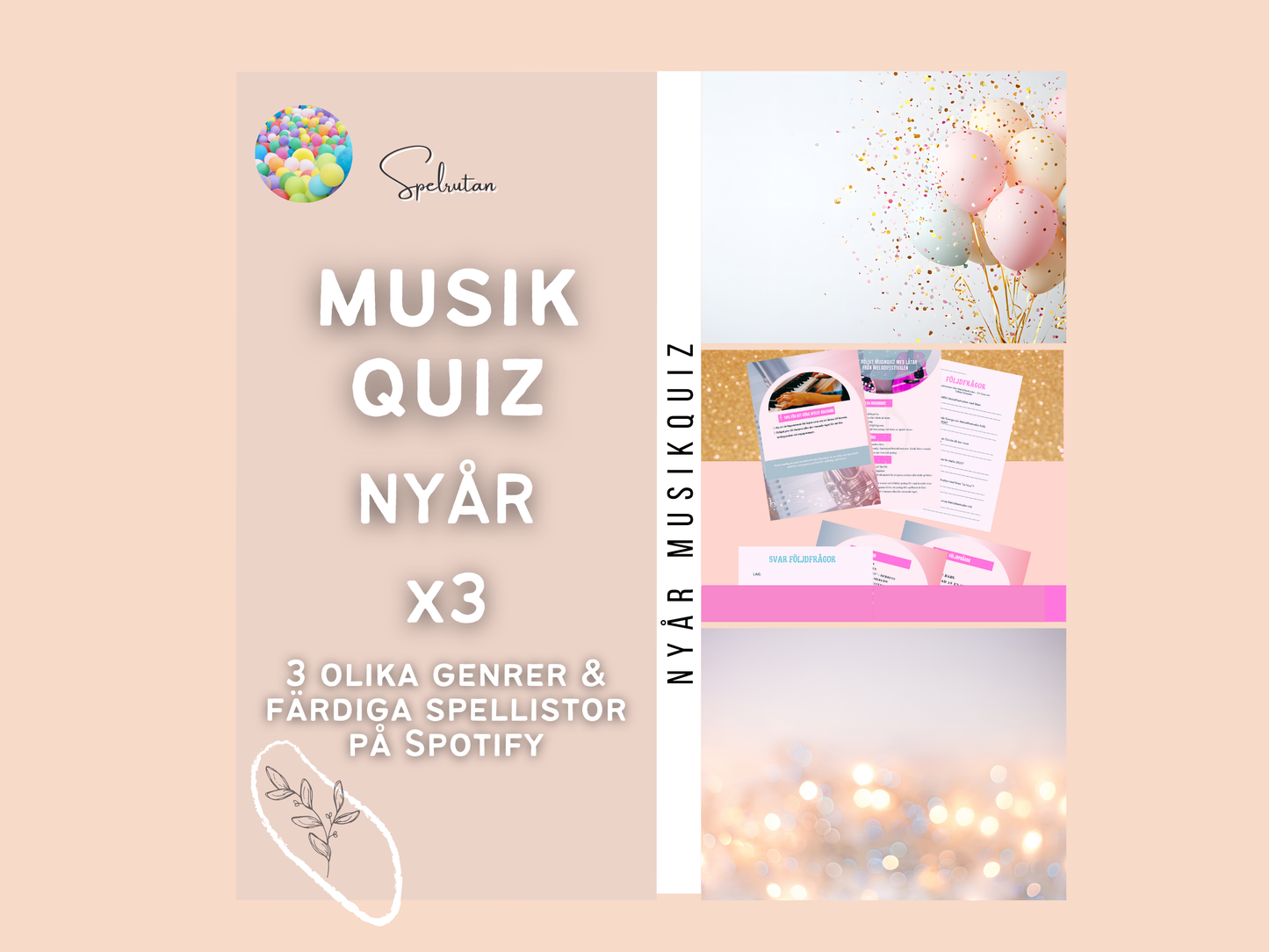 Musikquiz till nyårsfesten - 3 genrer i ett paket!