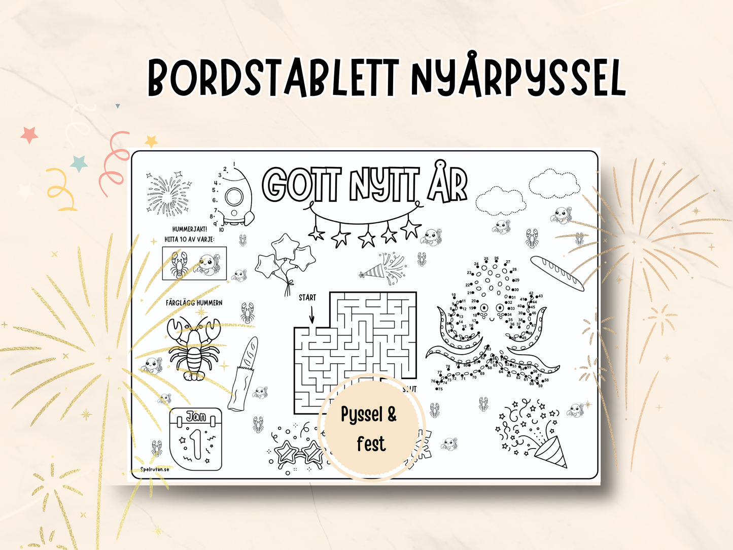Bordstablett nyårspyssel