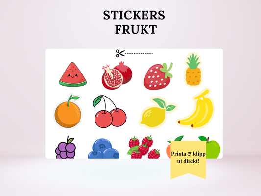 Stickers Frukt - Skriv ut direkt