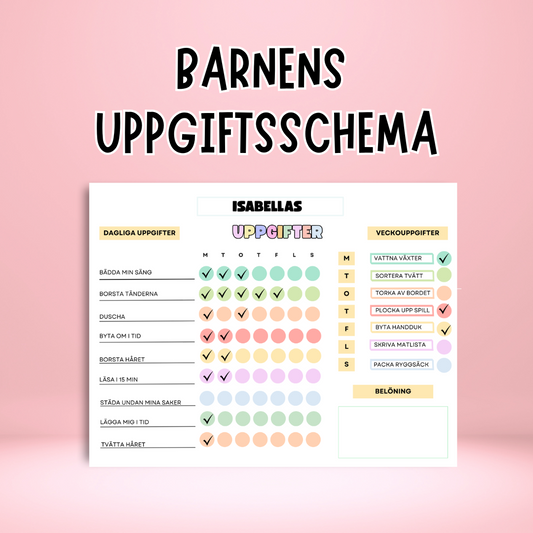 Uppgiftsschema för barn - Dagliga och veckovisa uppgifter