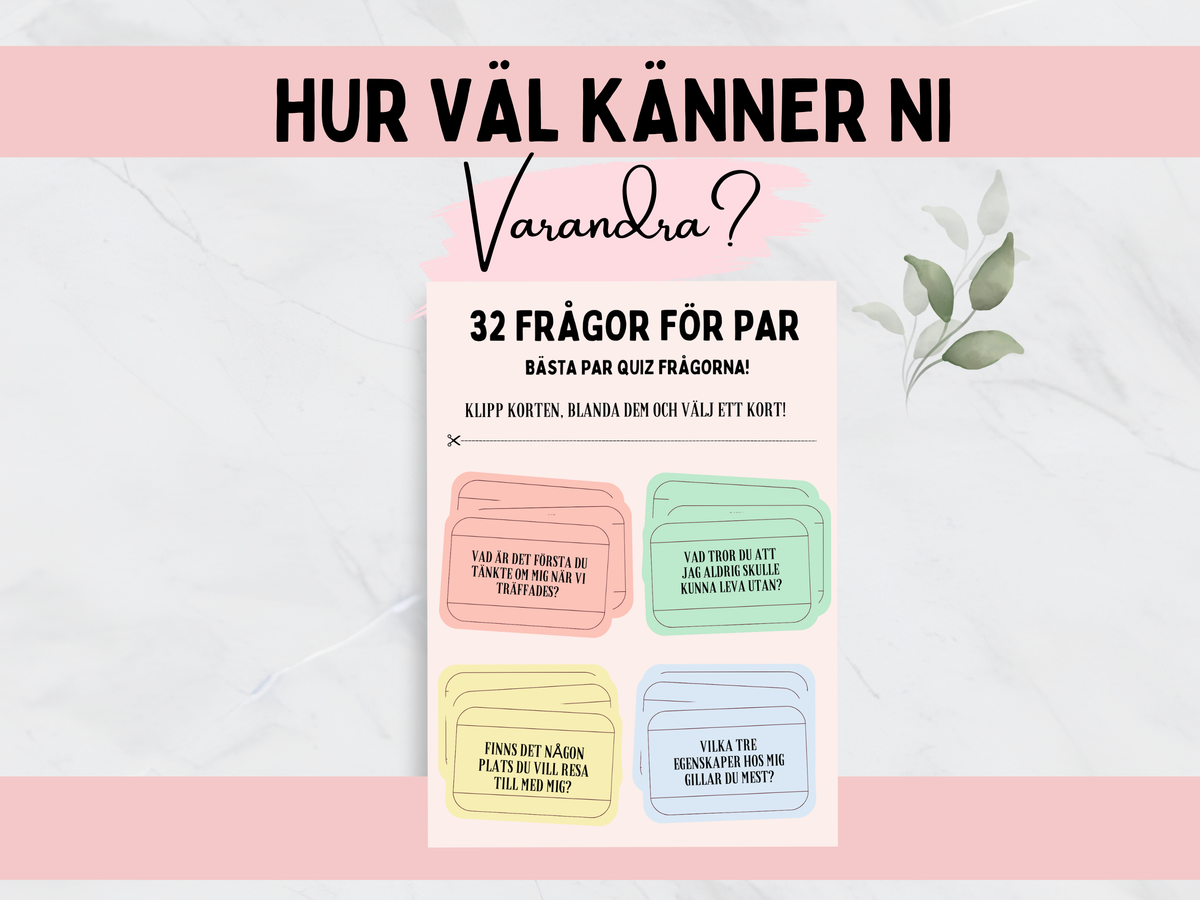 Quiz-spel för par - 32 frågor