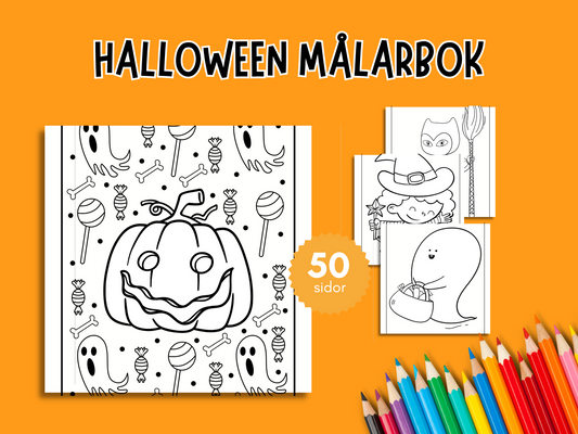 Målarbok Halloween 50 Sidor