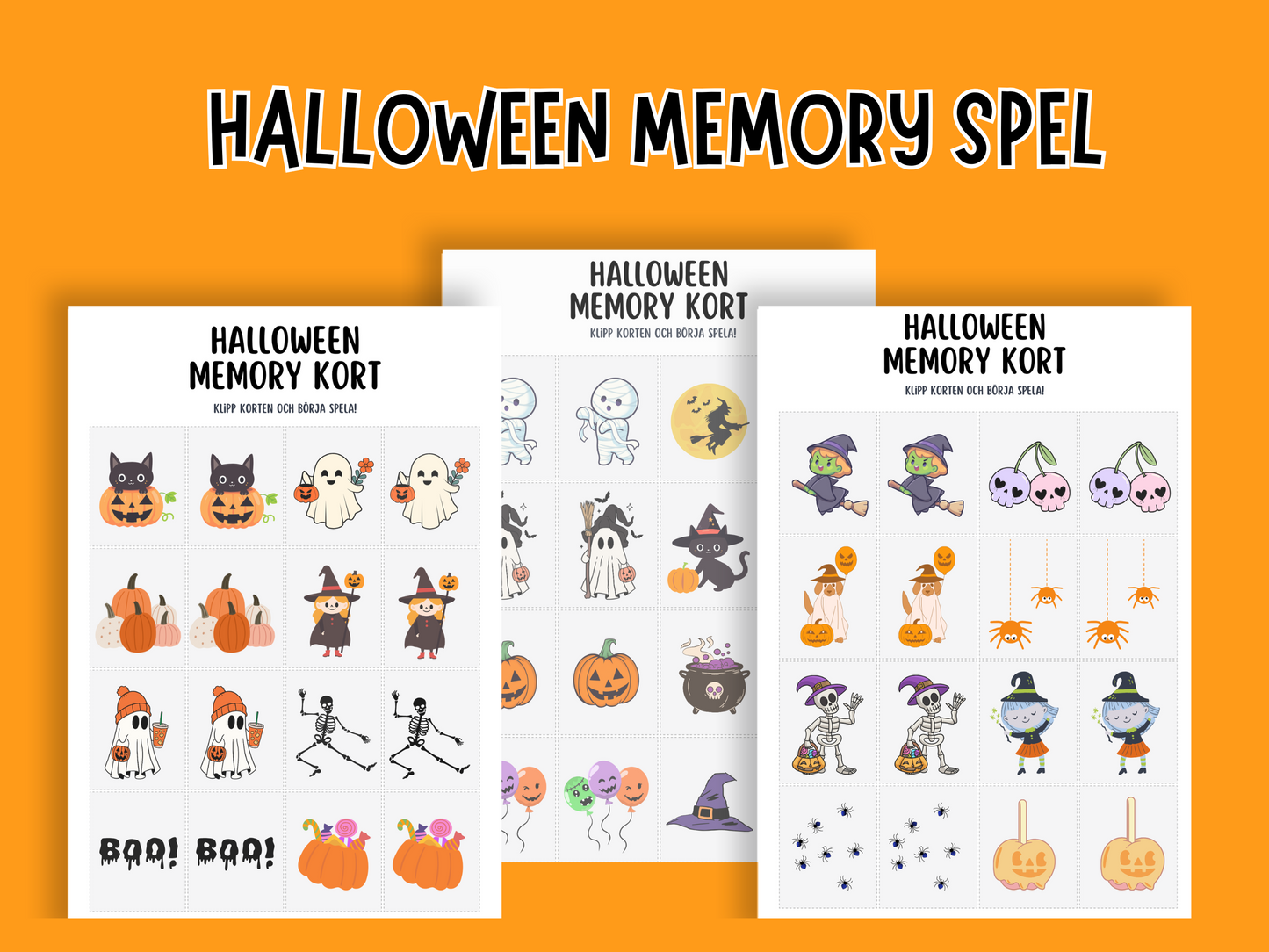 Halloween Memory-kort för barn