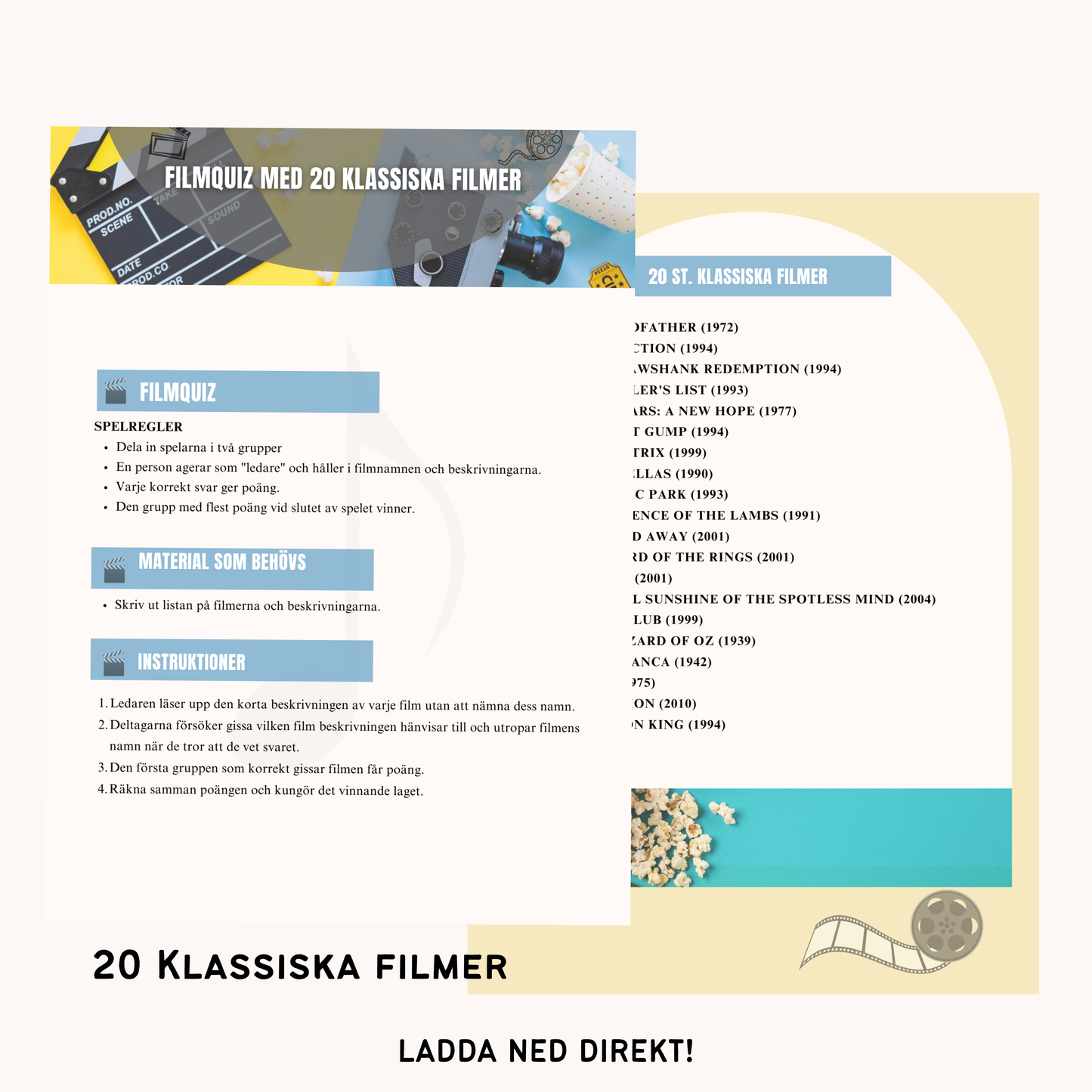 Filmquiz - 20 Klassiska filmer