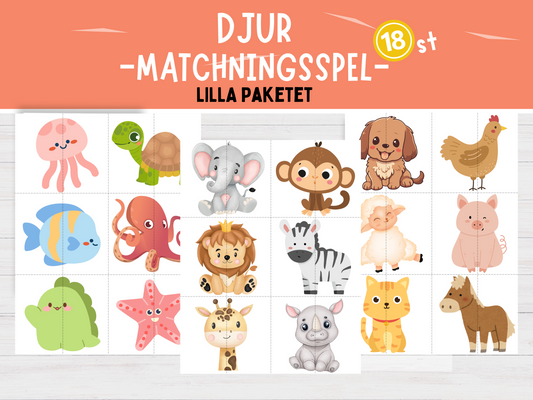 Matchningsspel Djurtema - Lilla paketet