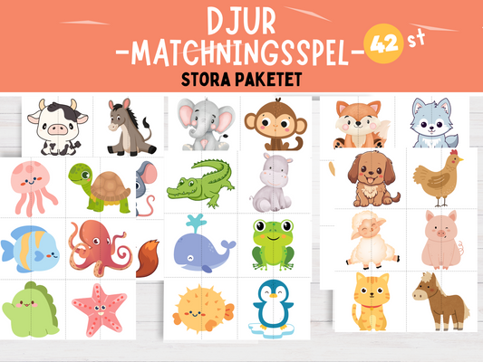 Matchningsspel Djurtema - Stora paketet