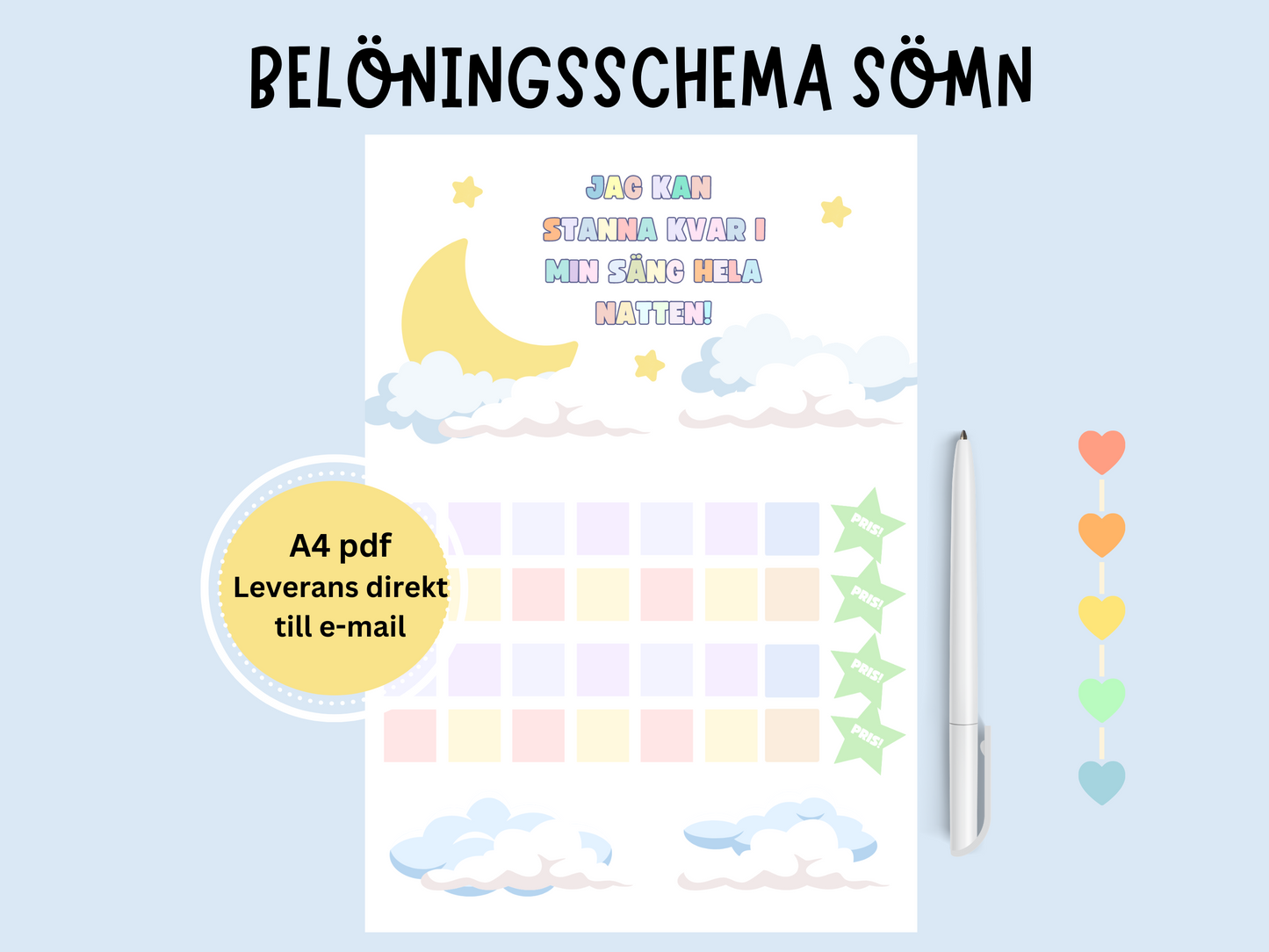 Stanna-kvar-i-sängen Belöningsschema - Levereras direkt till din e-mail.